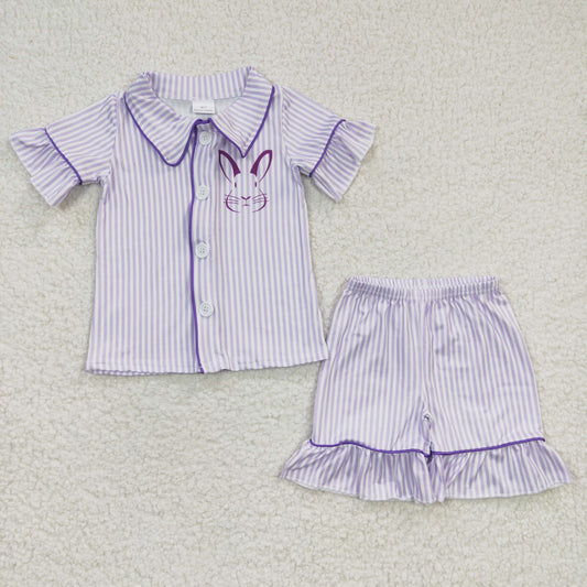 easter purple stripe shorts pajama outfit
