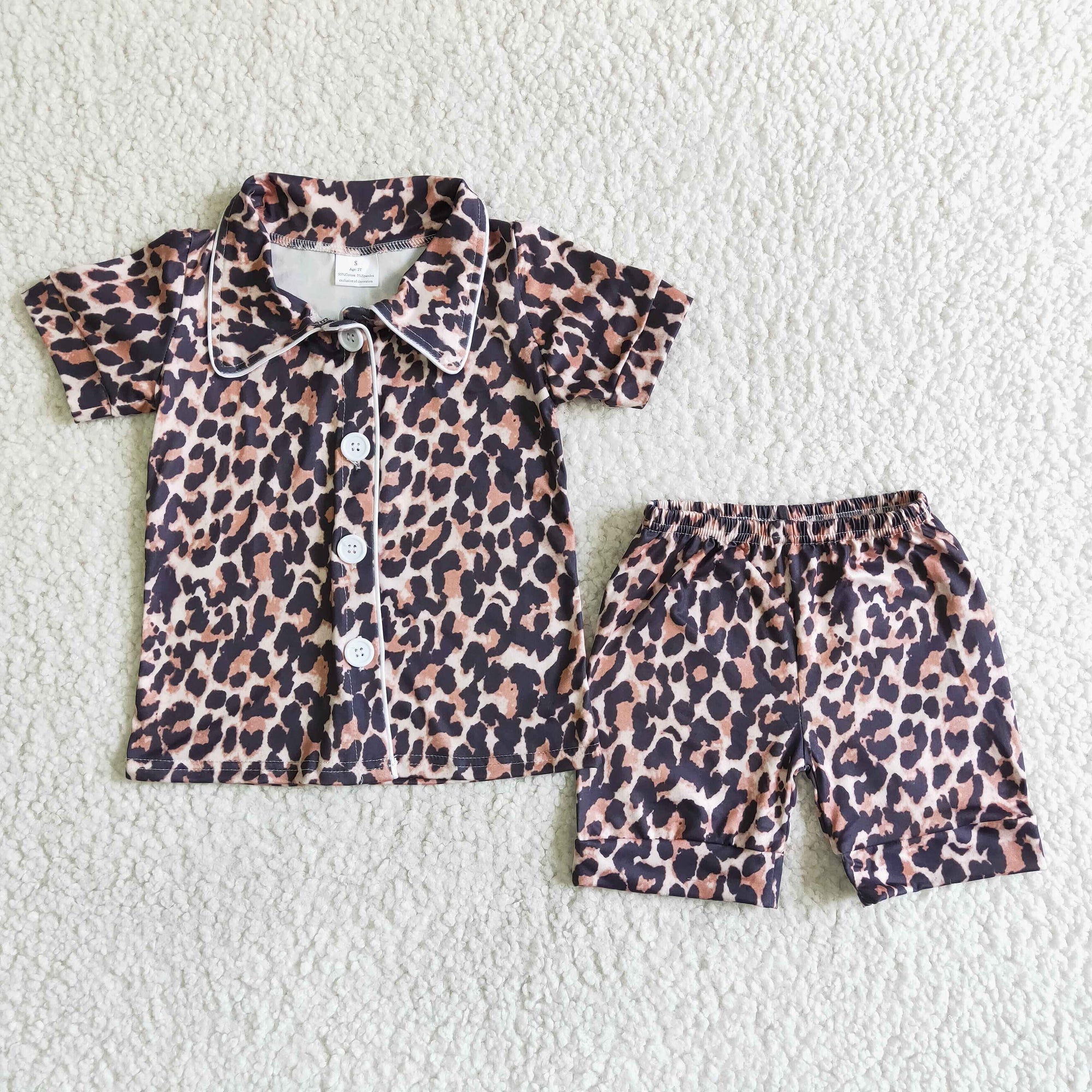 button down leopard pajama set