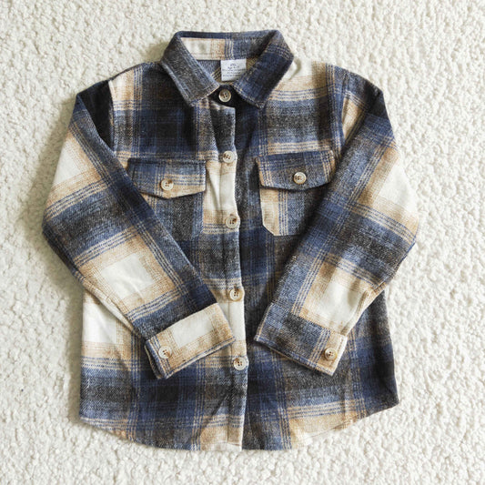 children's clothing boy flannel fall/winter plaid button coat