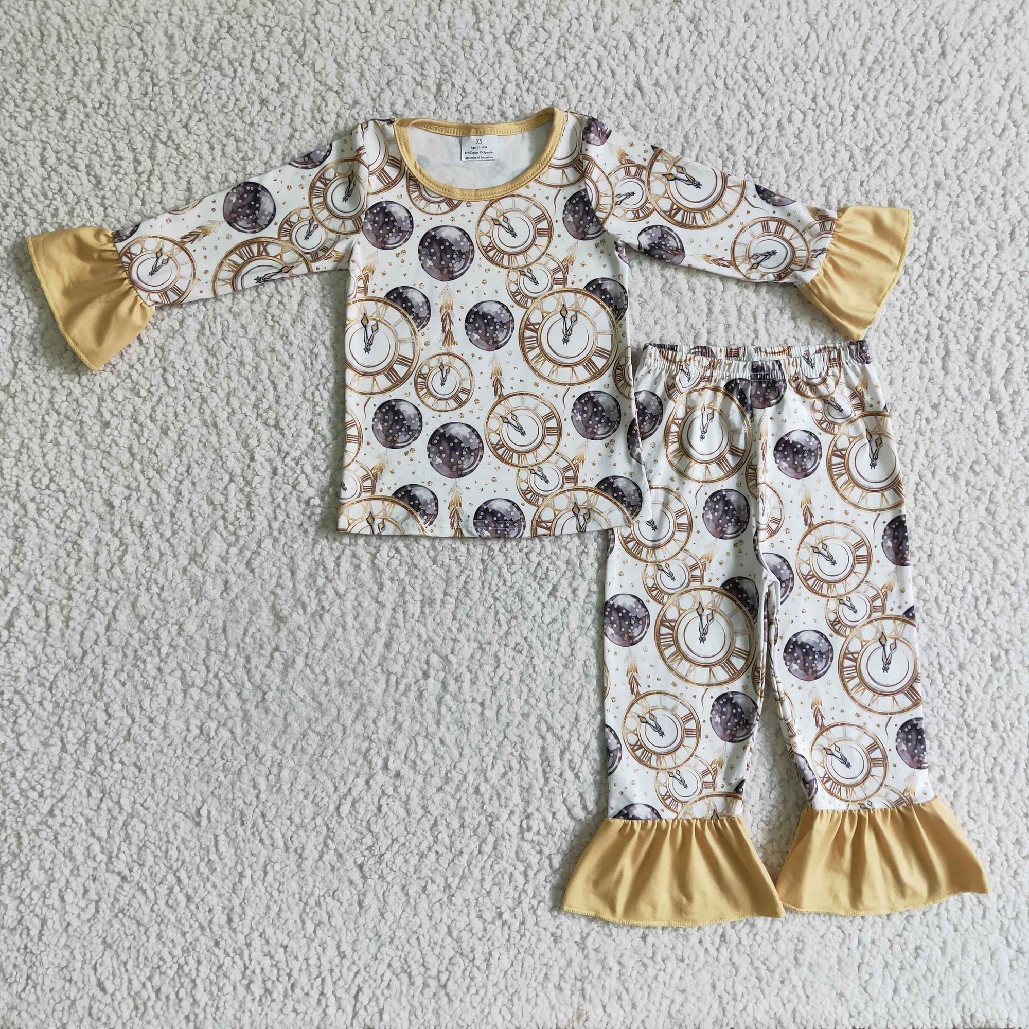 girl pajamas clothing gold white happy new year