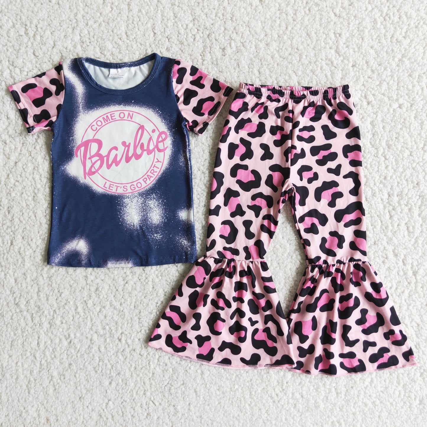 kids baby girl's clothing pink leopard pants set