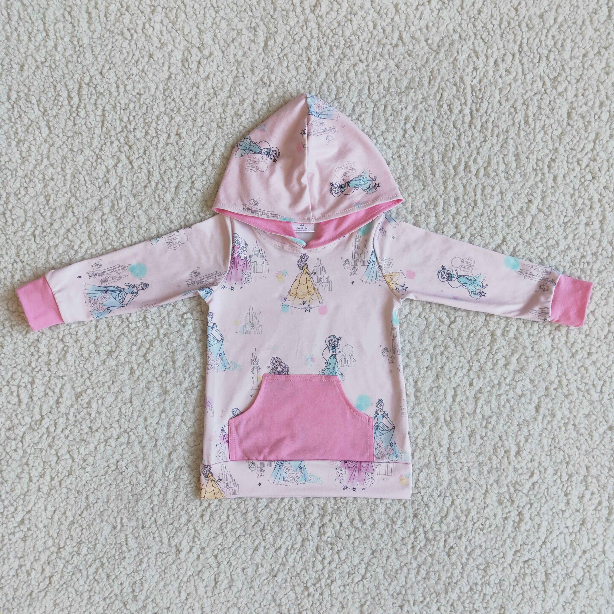 Pink Princess Print Hoodie Set
