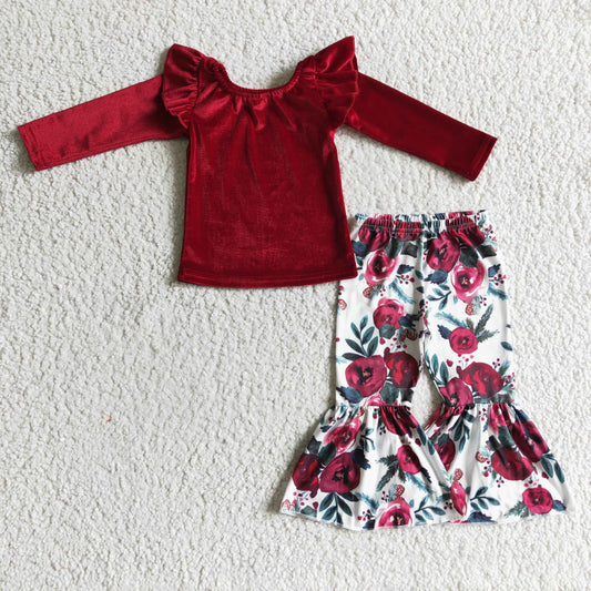 red velvet floral belle child girl clothing