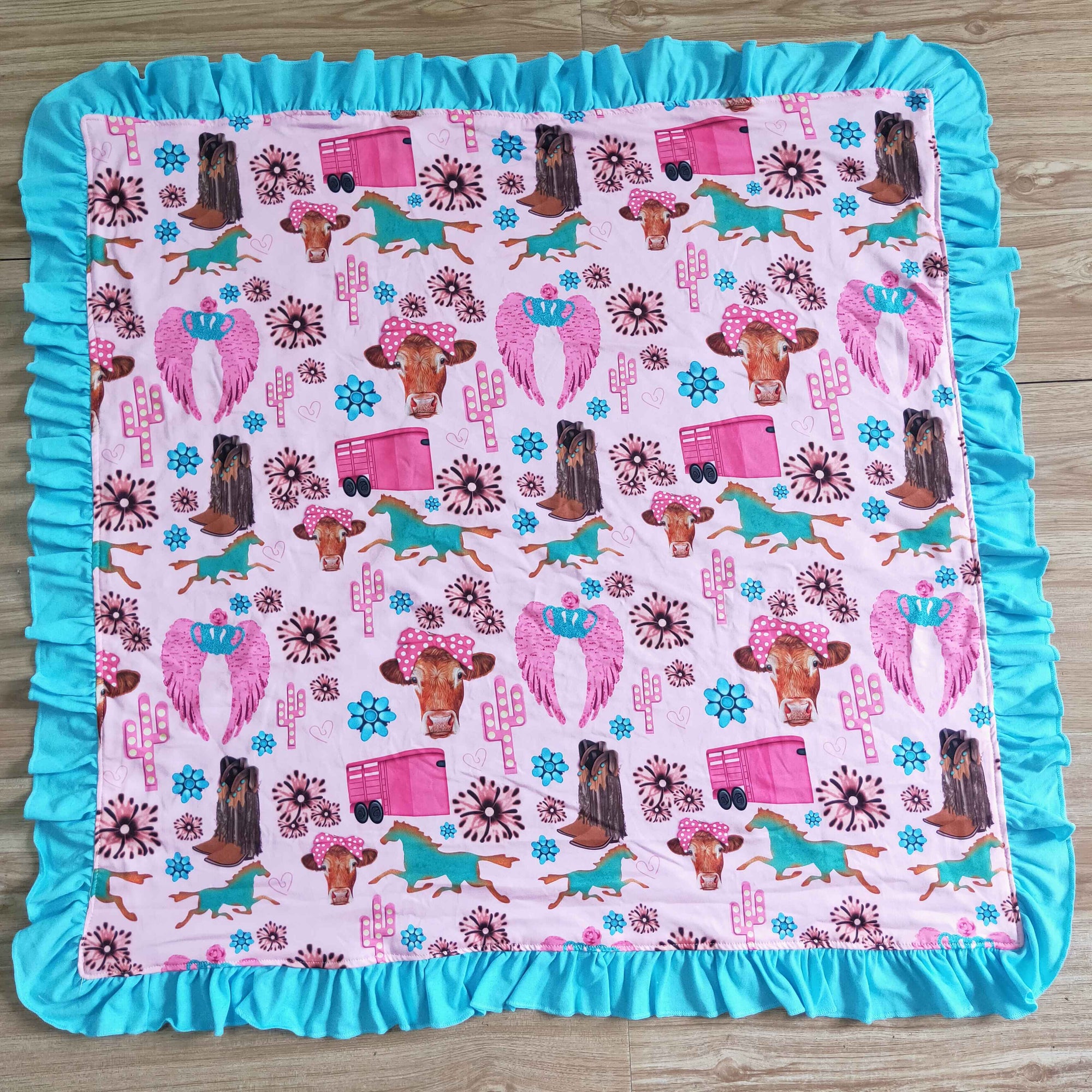 western print minky blanket