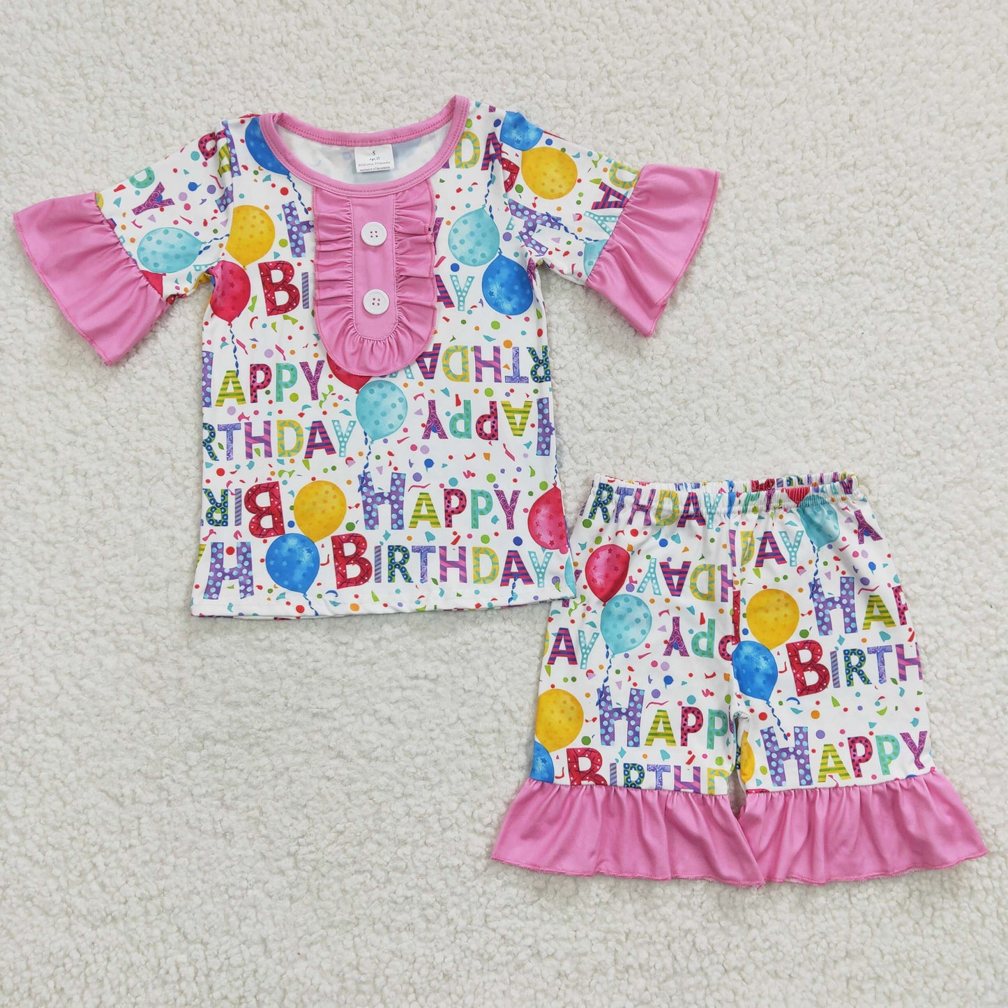 happy birthday shorts pajama set for boy