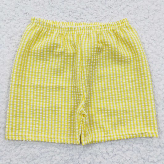 boy yellow seersucker bottom shorts kids clothing