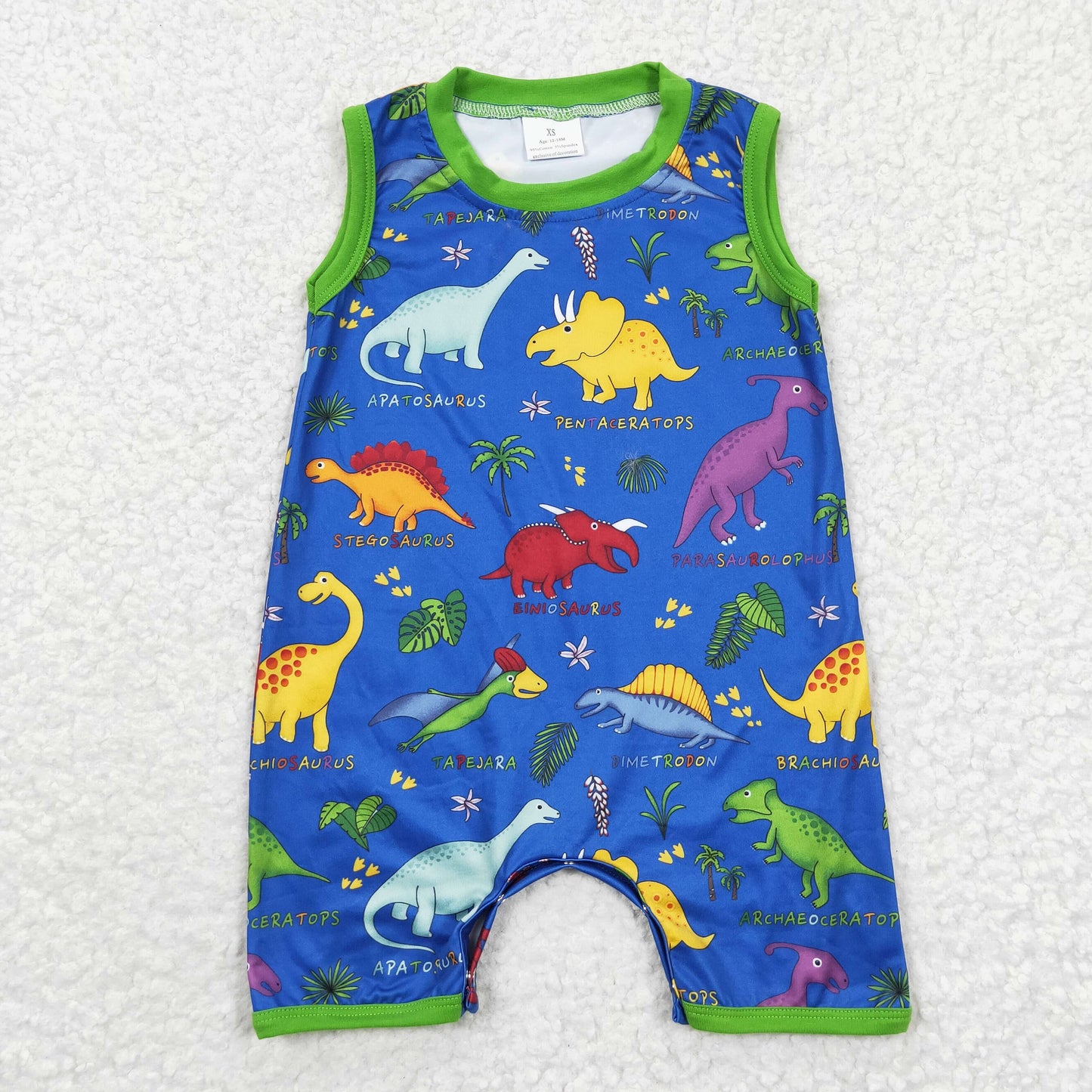 baby boy sleeveless romper dinosaur