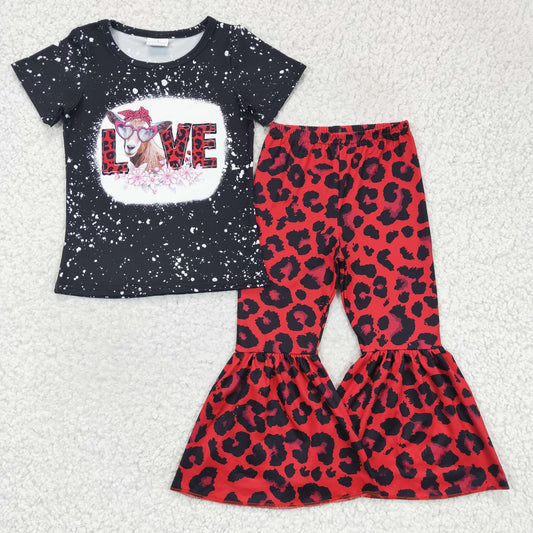 girl valentine clothing love cow red leopard
