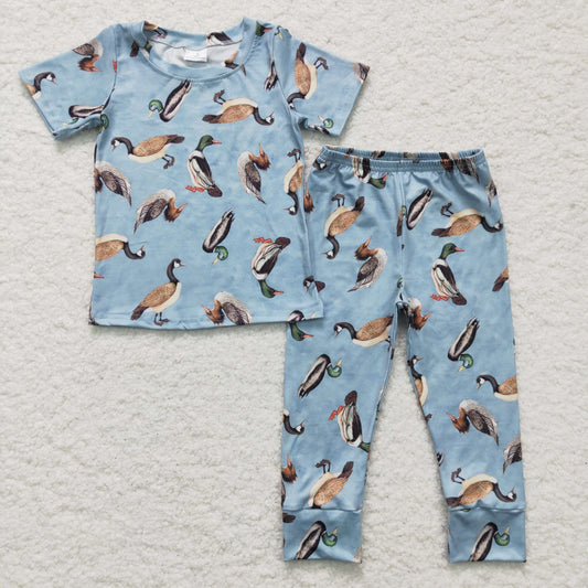kids spring short sleeve blue duck pajama clothing