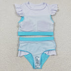 white blue princess swimsuit girl summer clothing