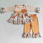 girl fall ruffle pumpkin outfit