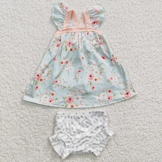 toddler girl floral cross back bummie set infant clothing