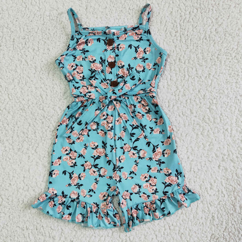 kids clothing blue floral romper