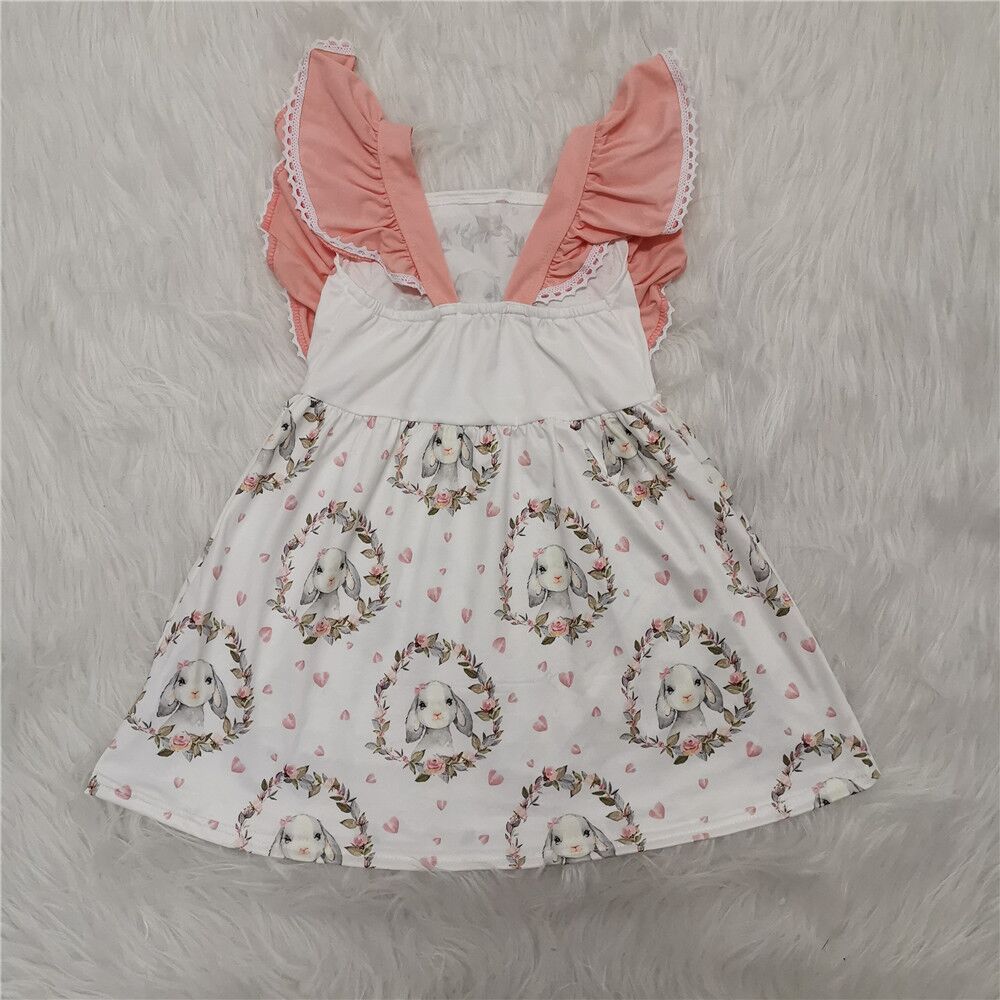 cute sleeveless pink white easter dress for baby girl kids clothing