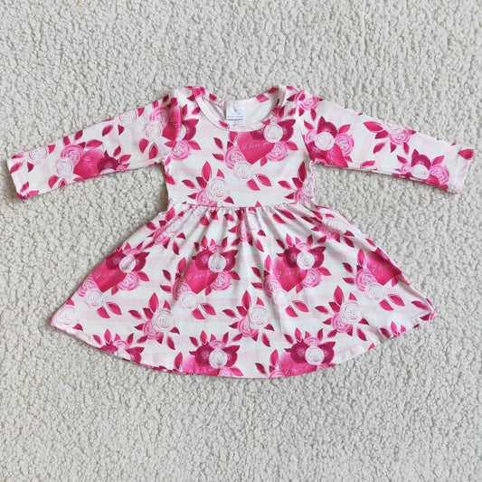 valentine's day long sleeve floral heart dress