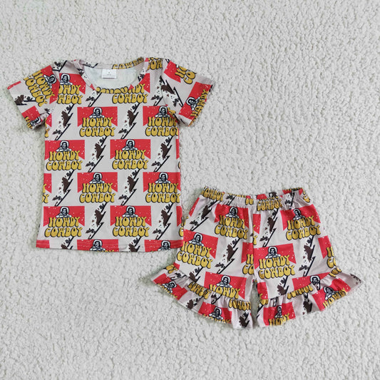 howdy cowboy girl shorts set