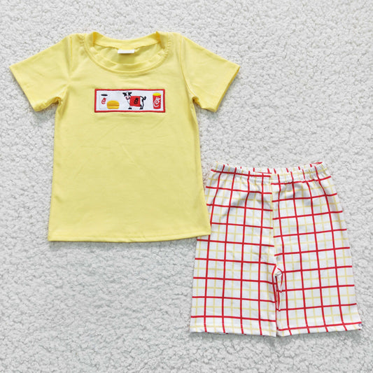 yellow cotton embroidery outfits chick fil a boy's clothing