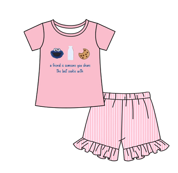 Pre-Order cookie pink stripe shorts set