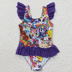 purple lisa frank girls swimsuit