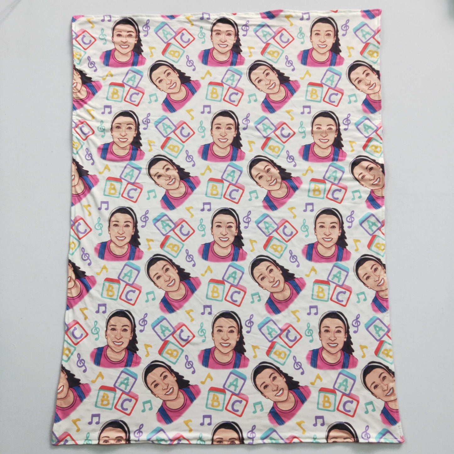 pink Ms. Rachel print blanket