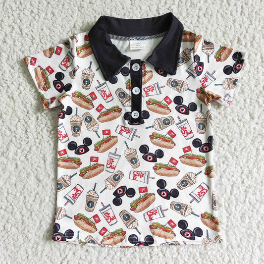 chick-fil snacks button t-shirt boy's top