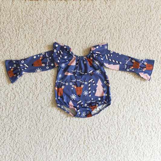 baby ruffle deer candy cane rompers for christmas