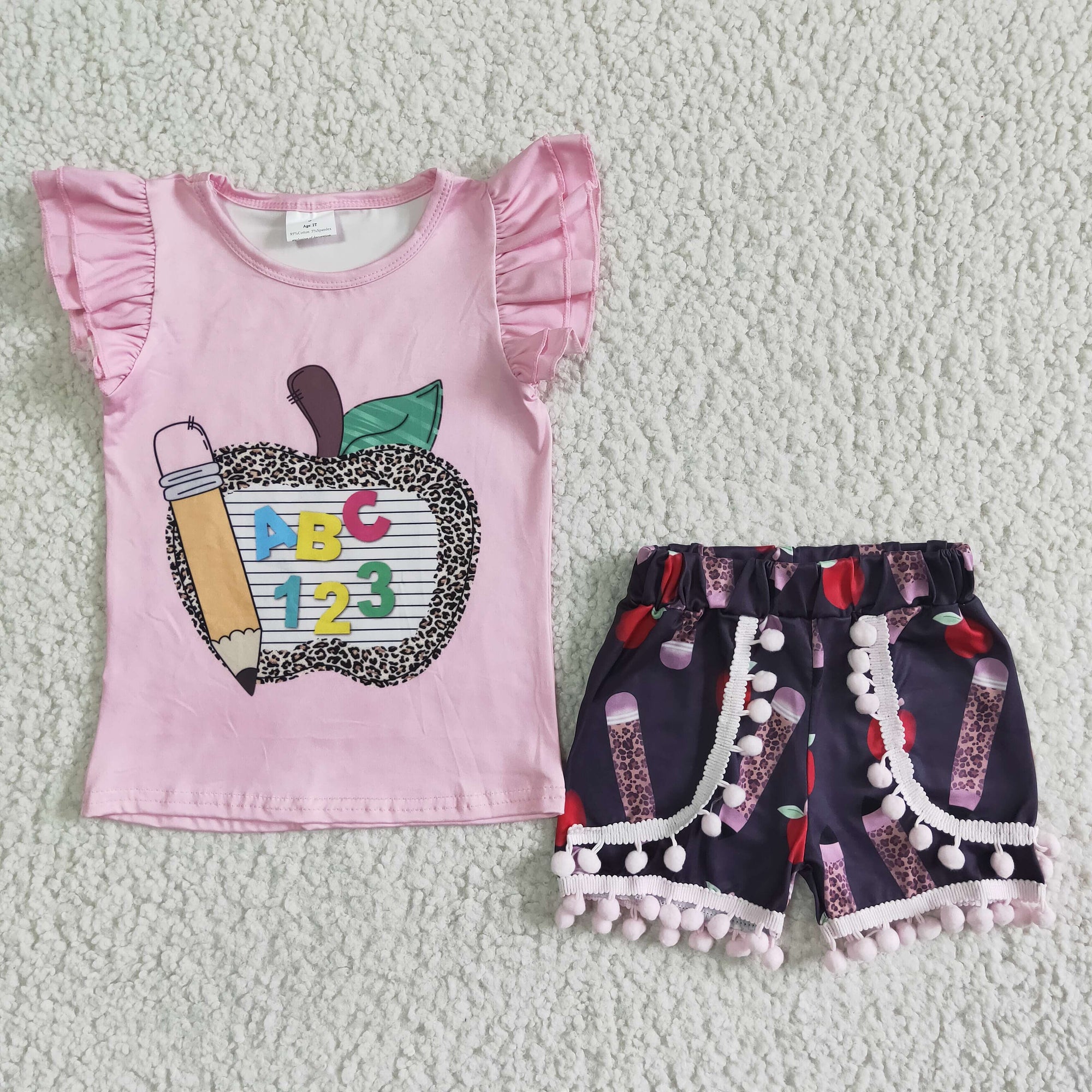 abc school time pencil short set