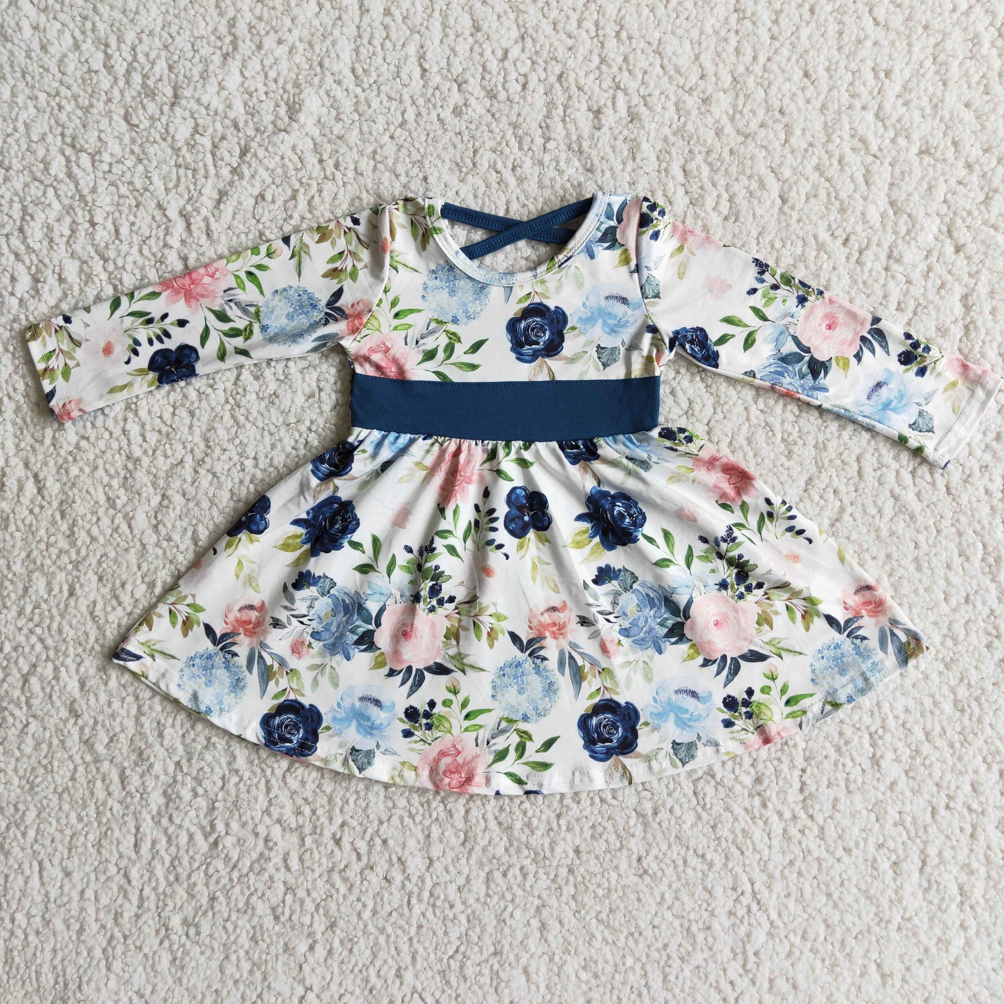 Floral Cross Knee Length Dress