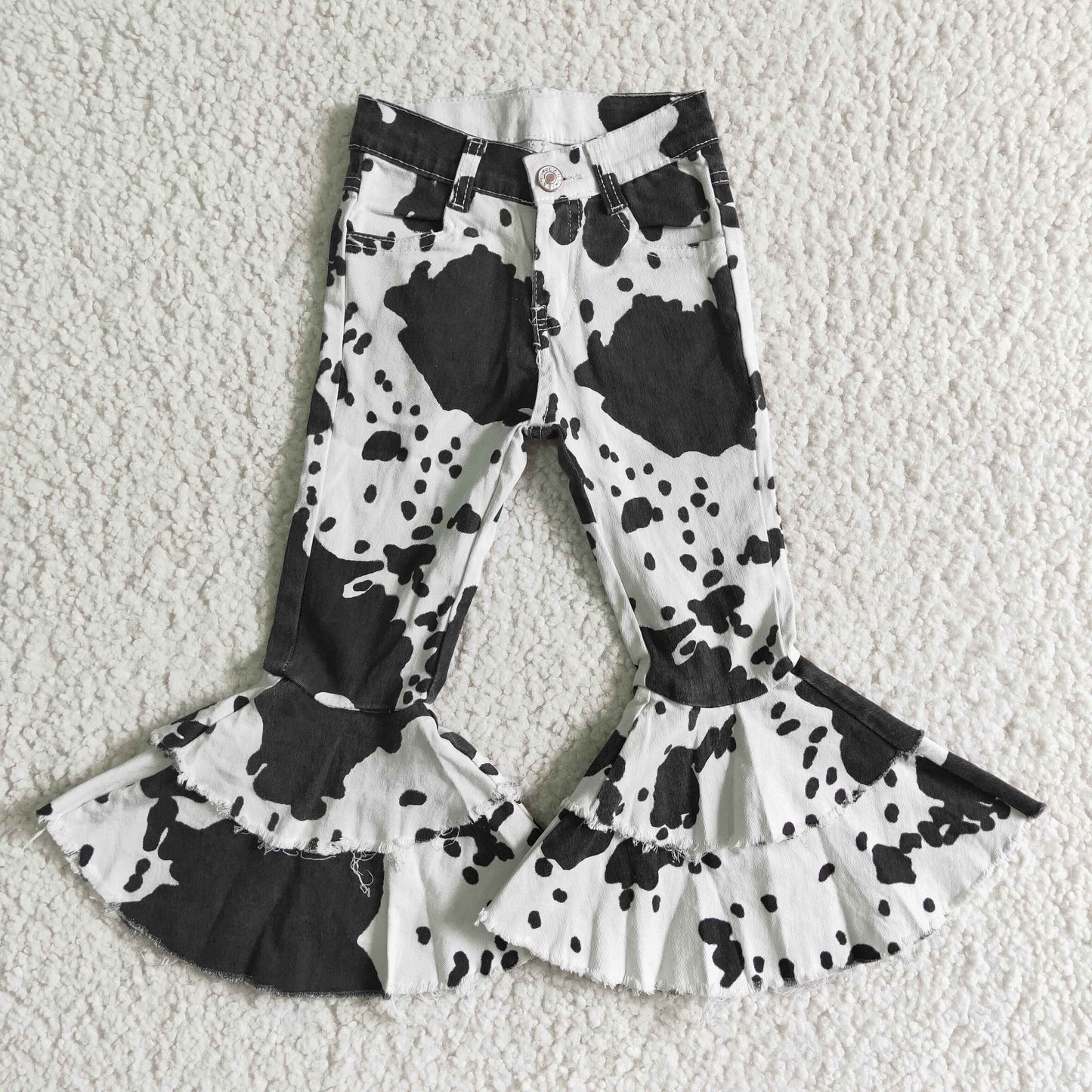 kids clothing cow distressed denim double wide belles