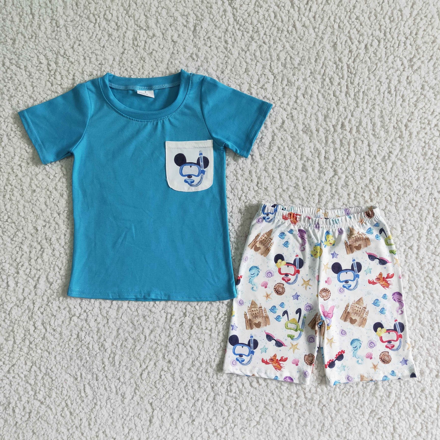 kids clothing cartoon shorts set boy