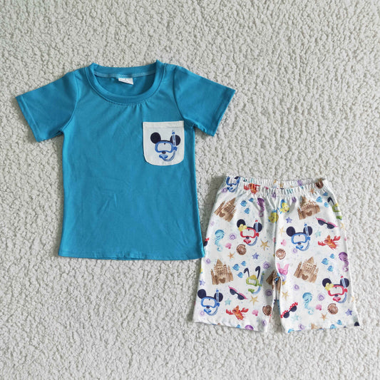 kids clothing cartoon shorts set boy