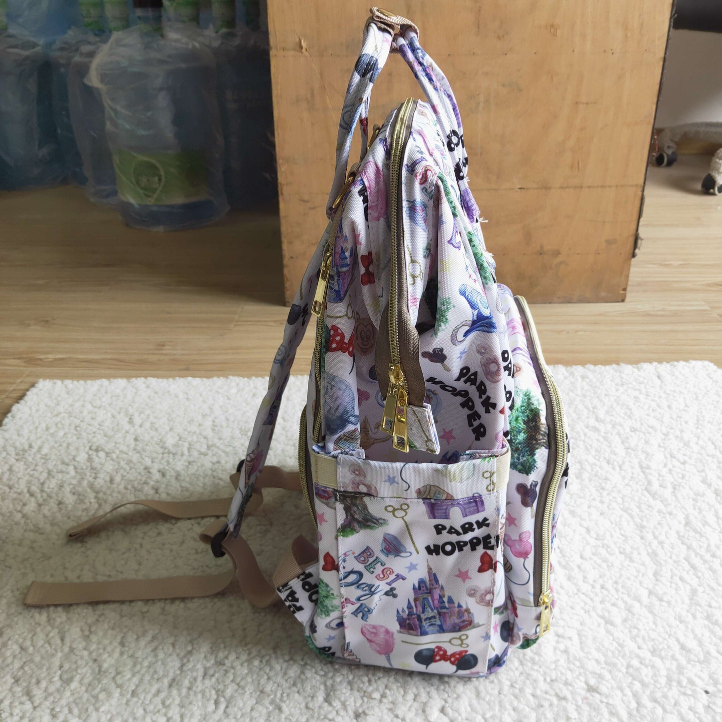 polyster+nylon diaper bag backpack