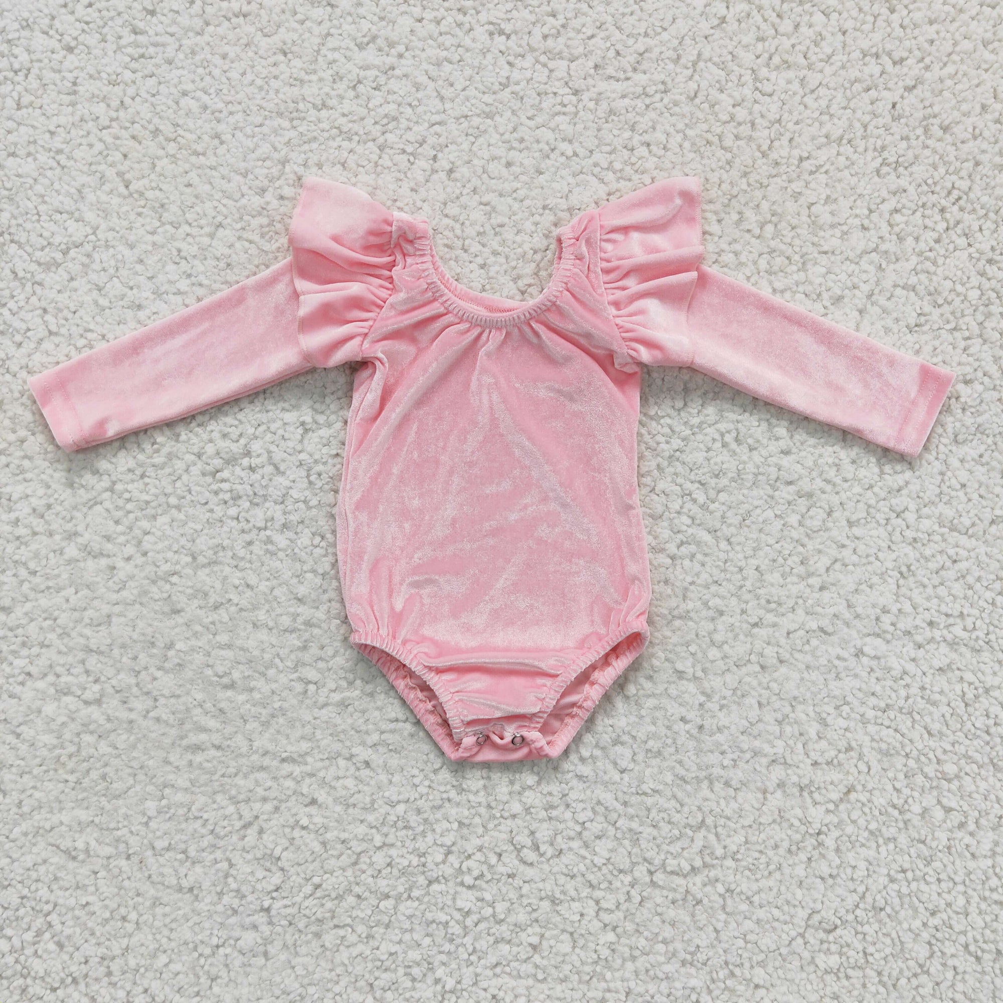 pink velvet long sleeve romper baby clothing