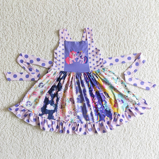 purple pony unicorn twirl dress