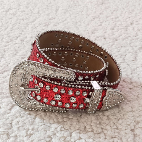 good quality red and white diamond belt