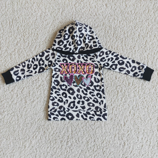 xoxo heart leopard hoodie top
