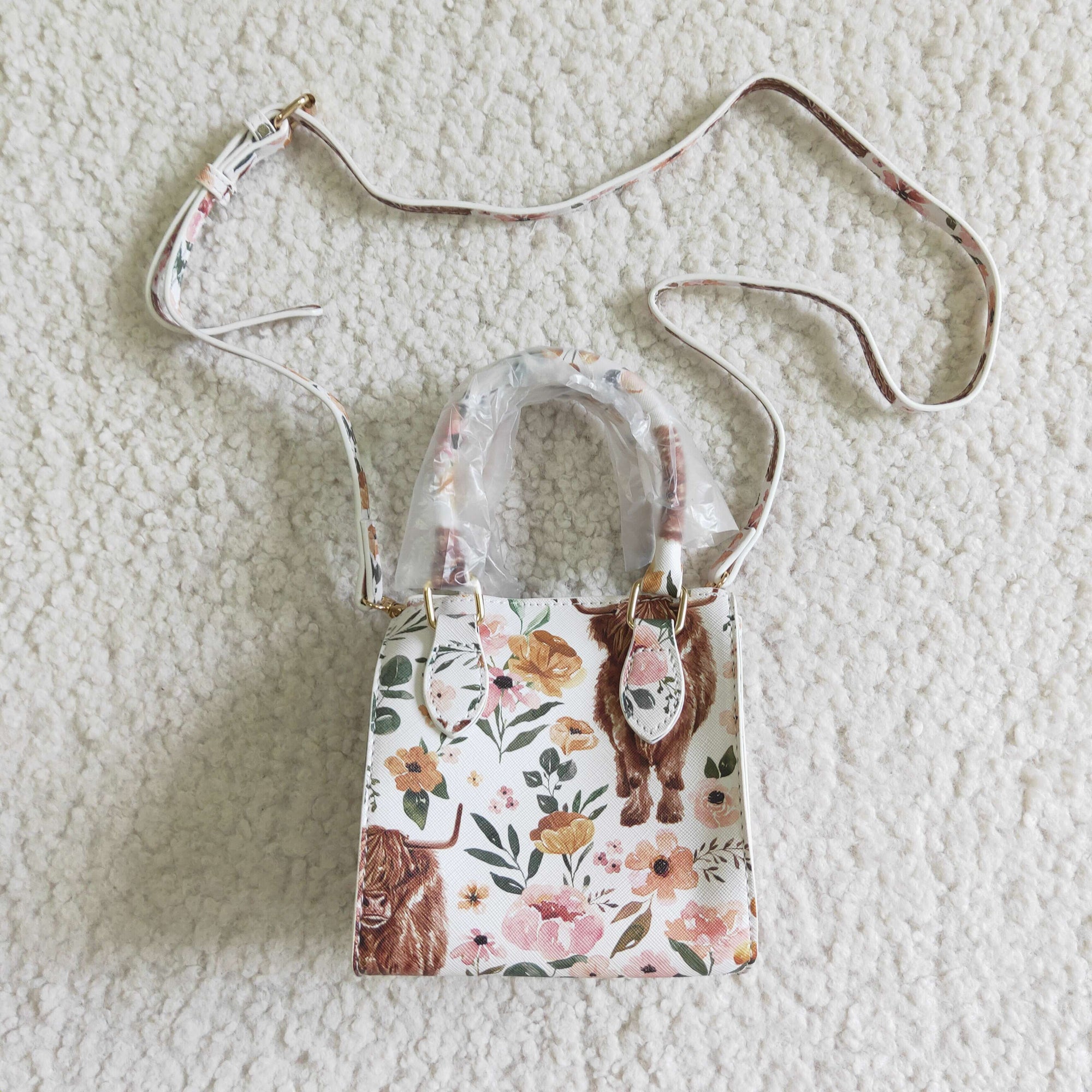 kids cow print crossbody bag purse