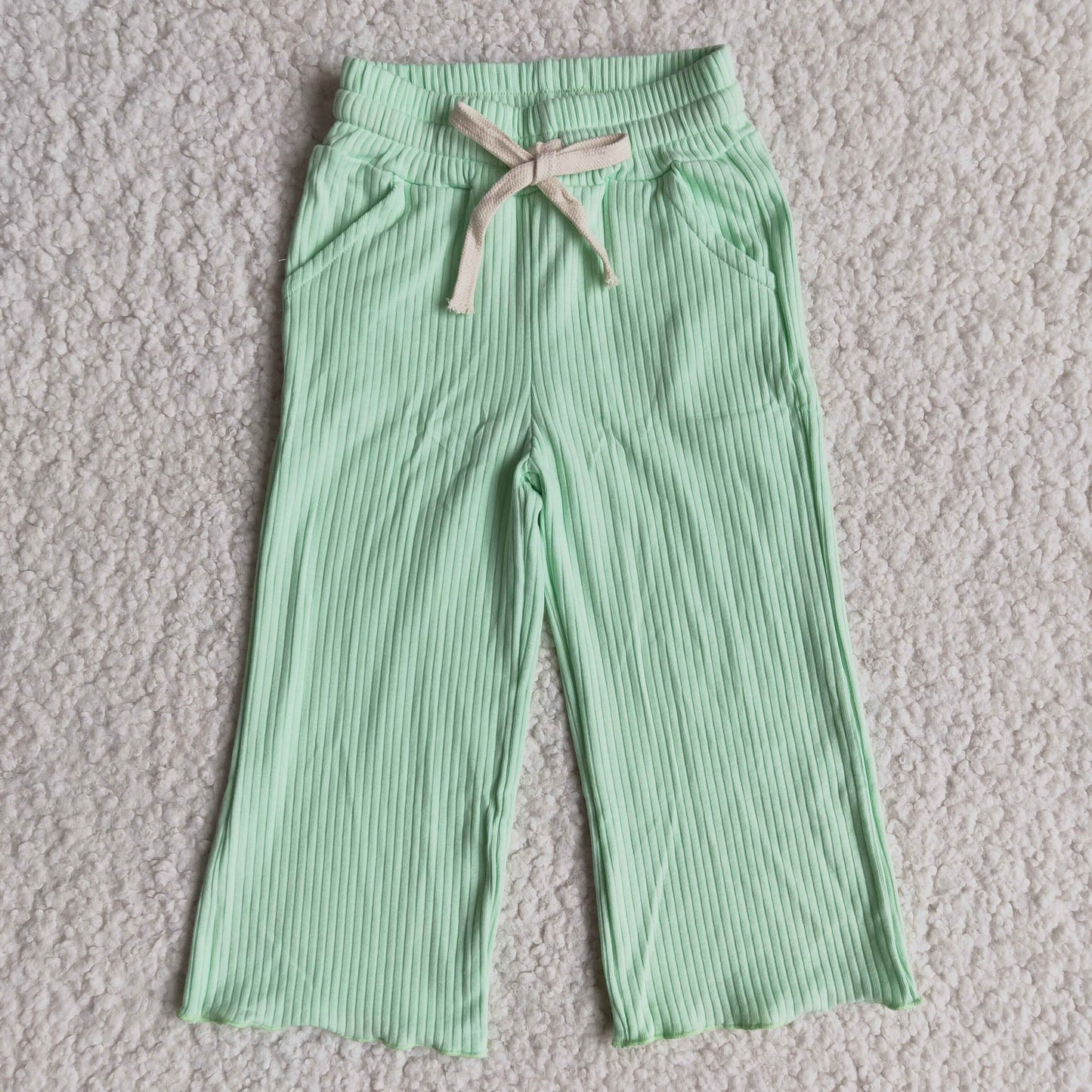 mint green cotton straight pants with pocket