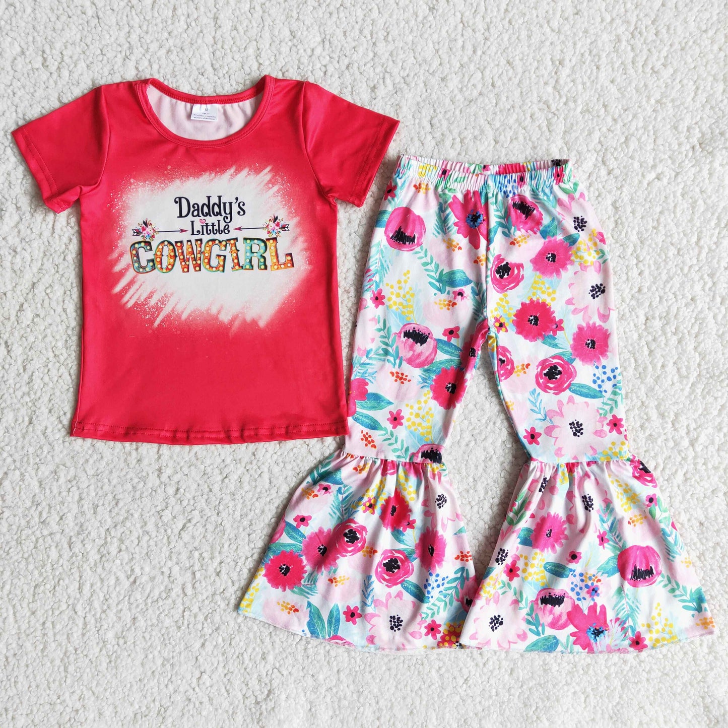 daddy's little cowgirl floral bells outfit
