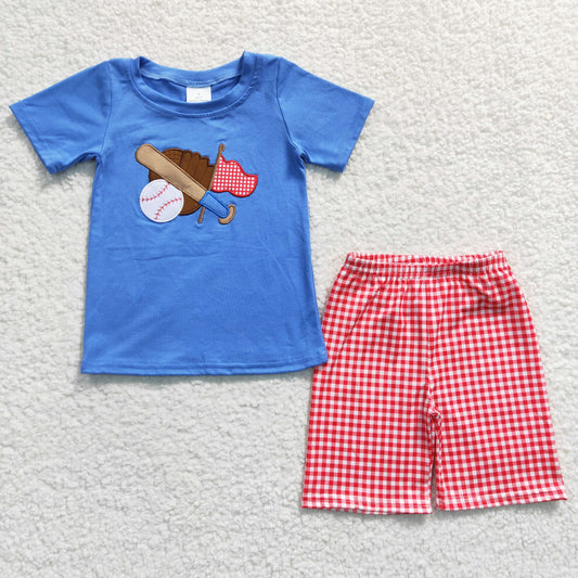 sports baseball embroidery shorts set boy’s clothes
