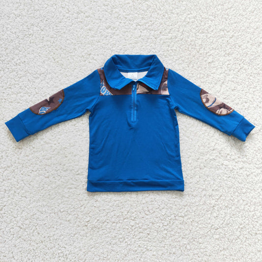 howdy blue zip pullovers