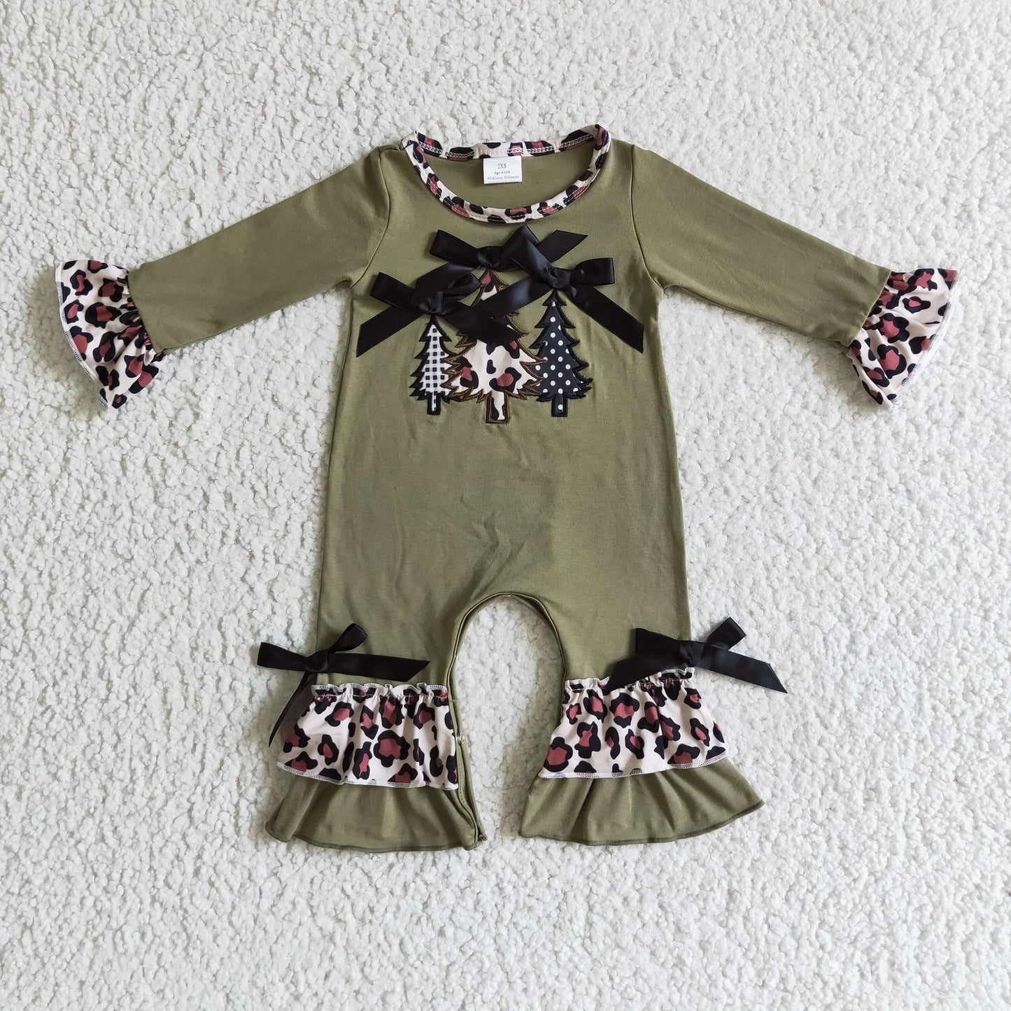 green leopard christmas tree clothing set