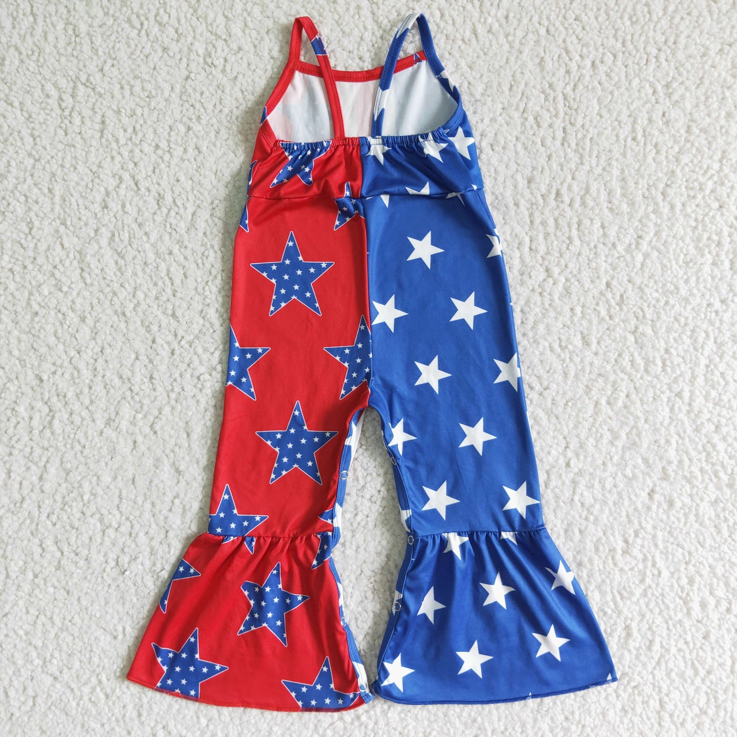 Hooray For The USA Red White & Blue Stars 4th Of July Baby Girls Jumpsuit