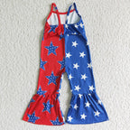 Hooray For The USA Red White & Blue Stars 4th Of July Baby Girls Jumpsuit