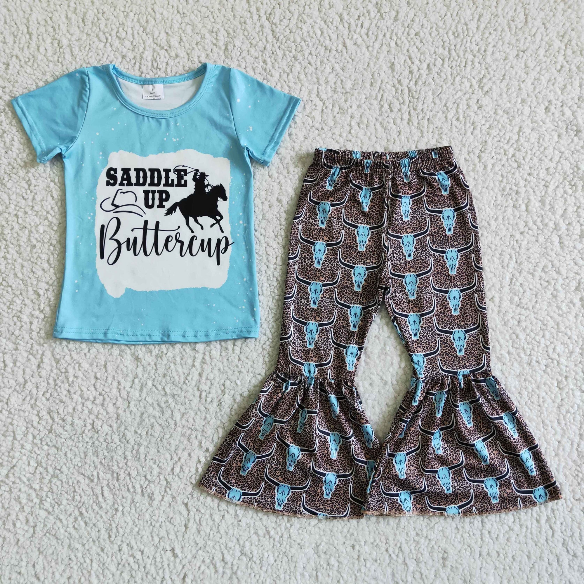 baby girl's clothing saddle up buttercup bells set outfit C5-27