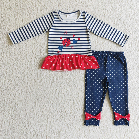 navy blue ladybug outfits  girls clothing