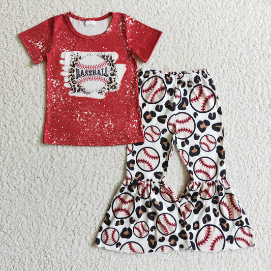 red t-shirt baseball girls clothing set