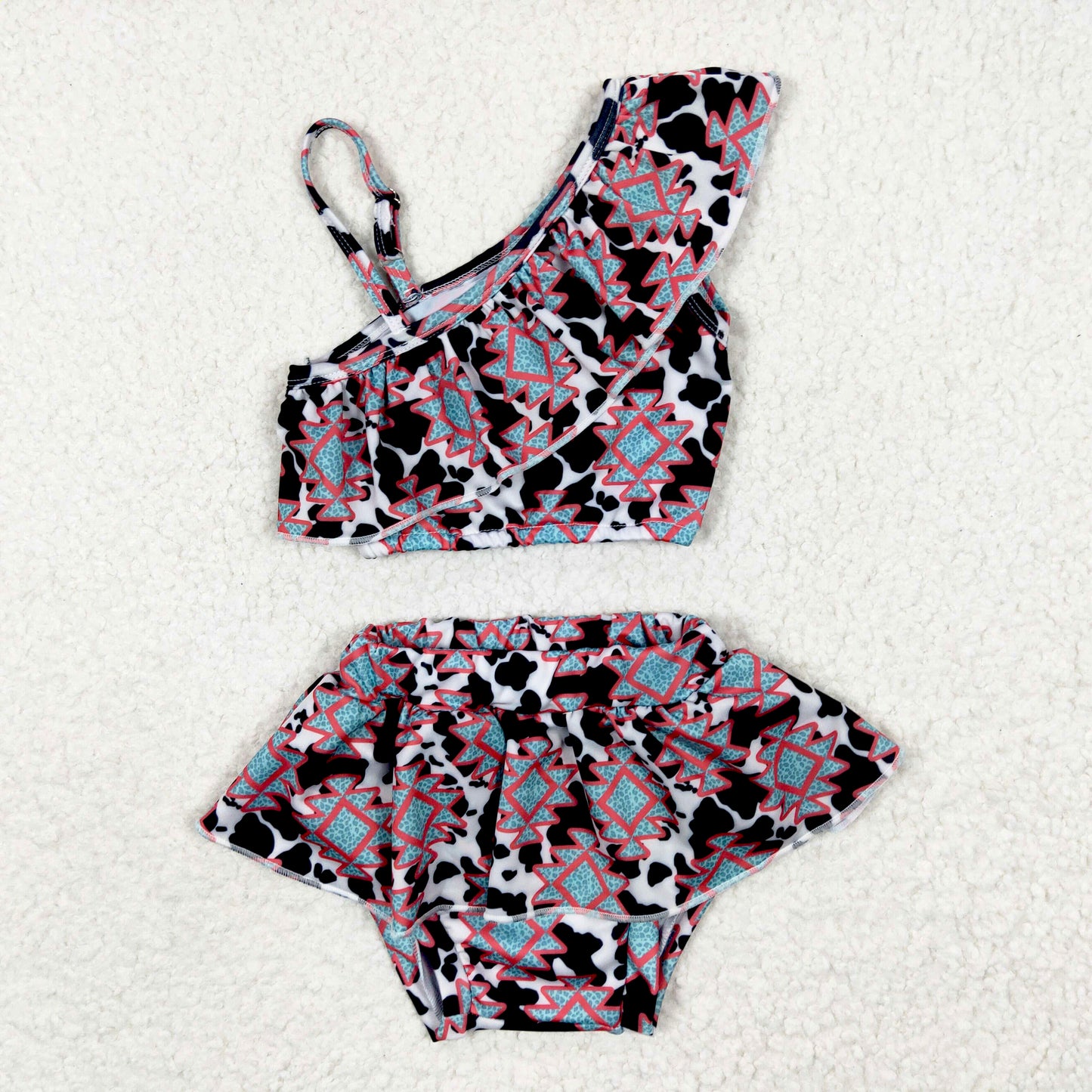 2pcs ruffle swimsuit western girl summer clothing