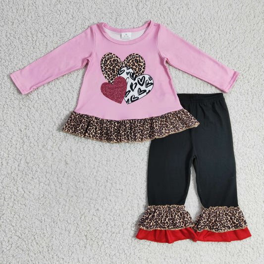 girl valentine's day clothing 3 heart print