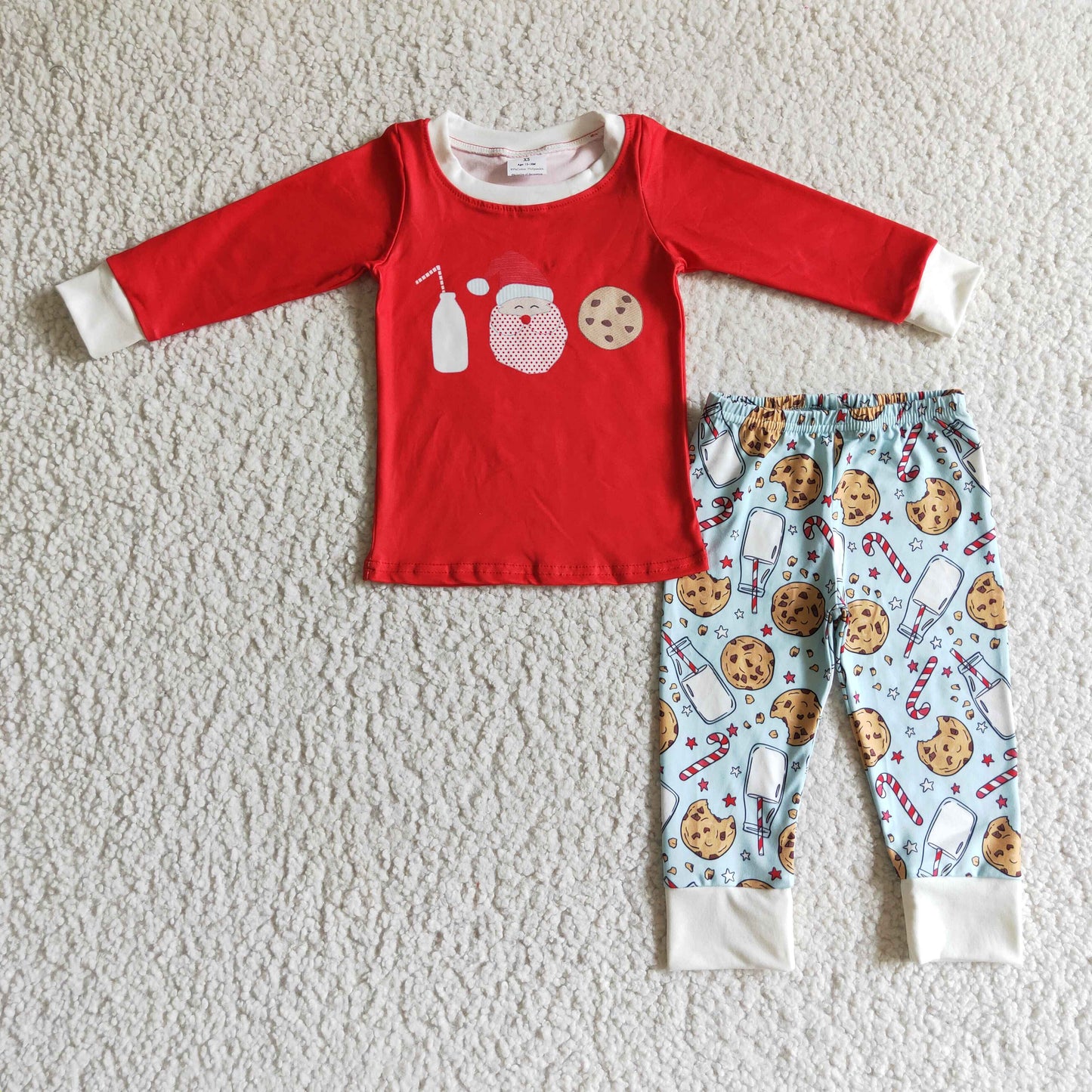 christmas red milk Santa biscuit clothing set girls outfit